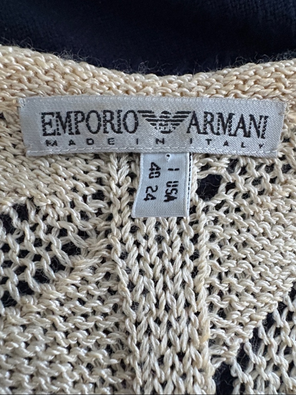 Armani Vintage Cream Open-Knit Button Front Sweater Vest - Picture 7 of 13